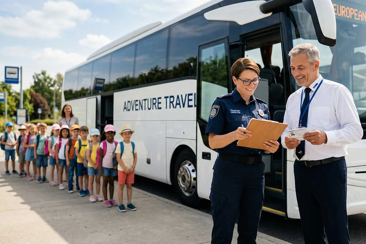ITD kontroluje autokar przed wyjazdem na kolonie